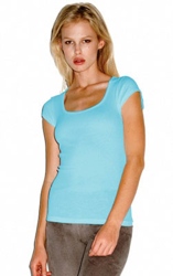 Ladies' Sheer Rib Short Sleeve Scoop Neck T-Shirt (B8703)
